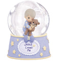 Precious Moments Musical Snow Globe Jesus Loves Me Boy and Teddy Bear