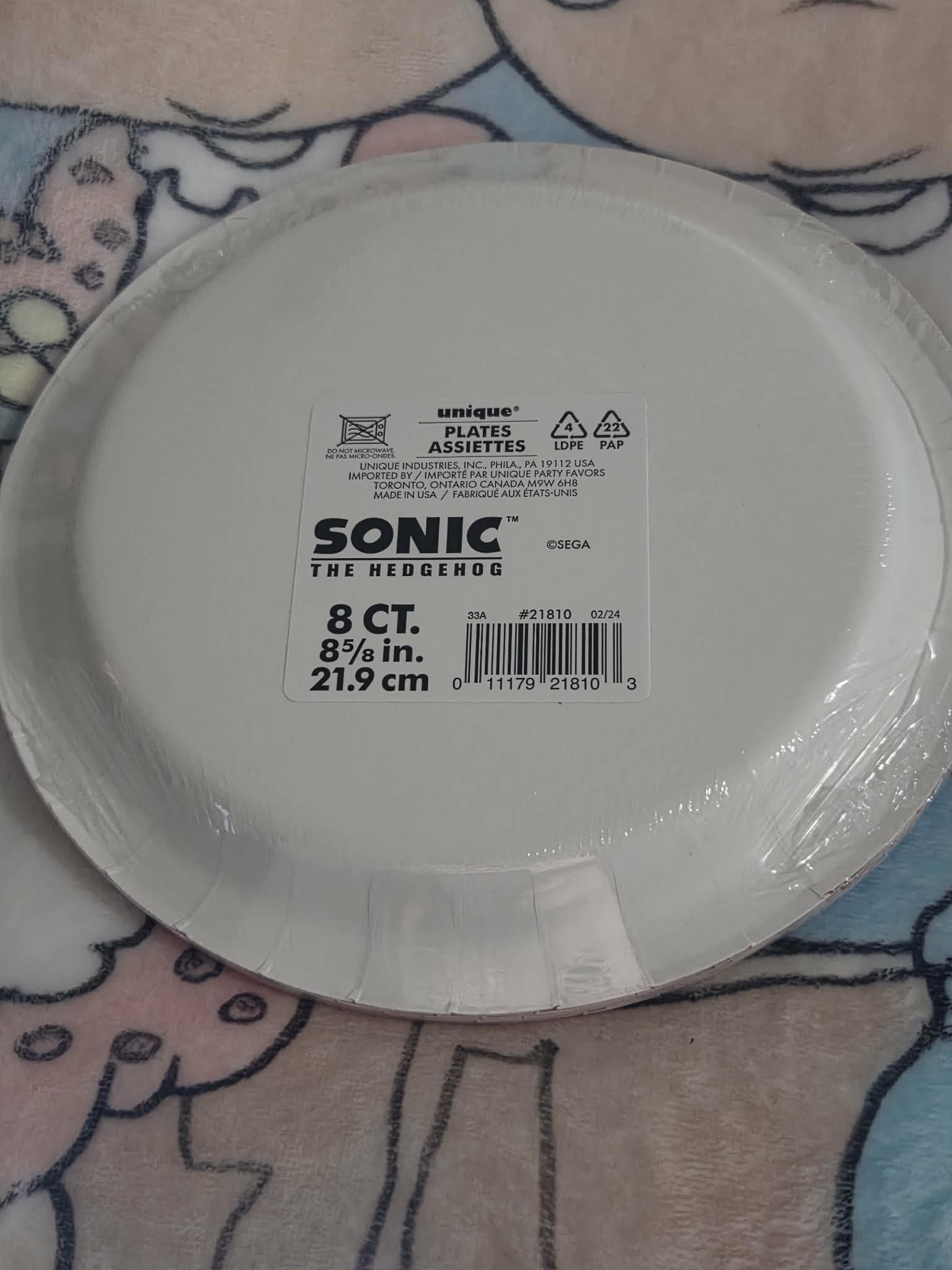 Sonic the Hedgehog Party Lunch or Dinner Plates