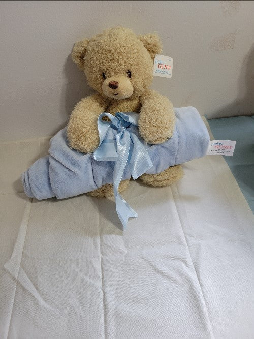 Baby Gund Teddy Bear Plush with Blue Blanket